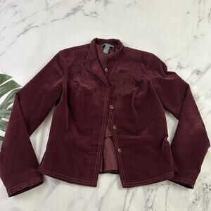 Hillard Hanson Womens Vintage y2k Corduroy Blazer Jacket Size S Purple Floral